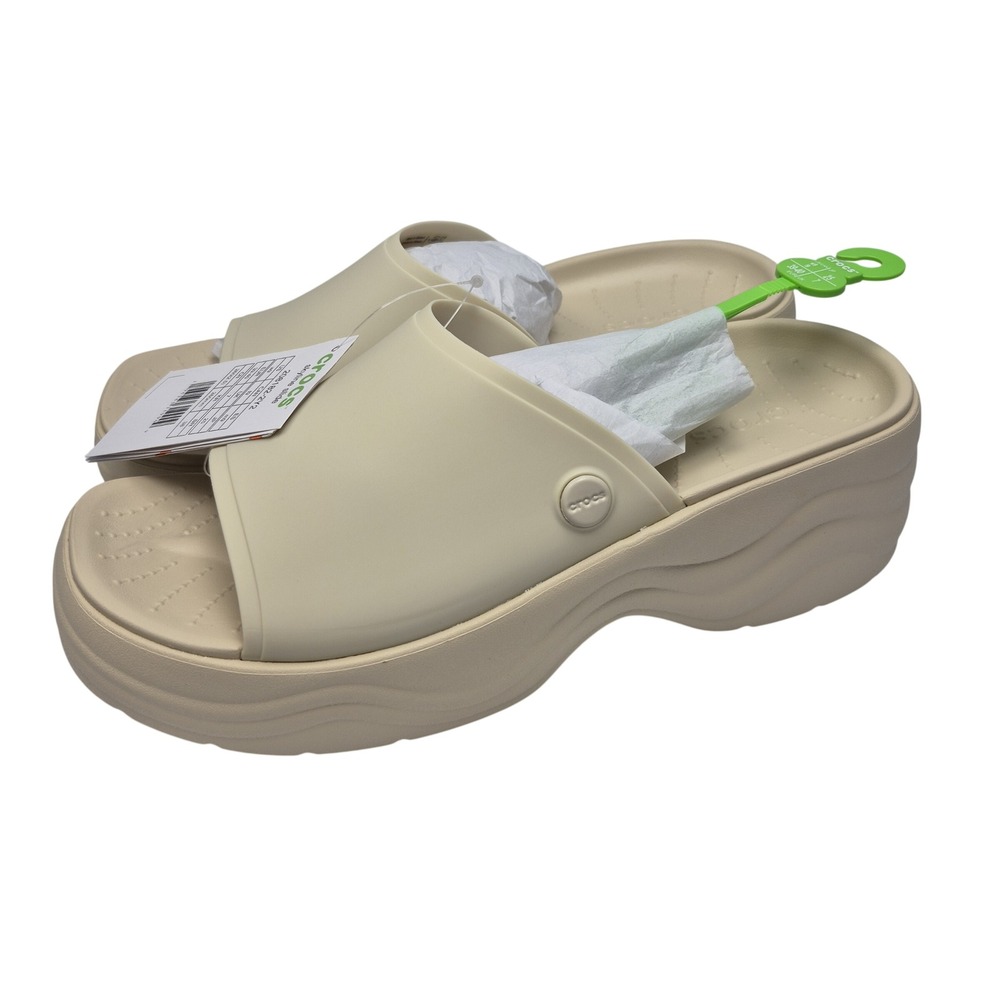 Crocs Skyline Slide Sandal Platform Bone White Women's Size 9 Shoes 208182-2Y2